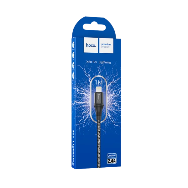 Кабель HOCO X50 USB (m)-Lightning (m) 1.0м 2.4A нейлон черный (1/31/310)