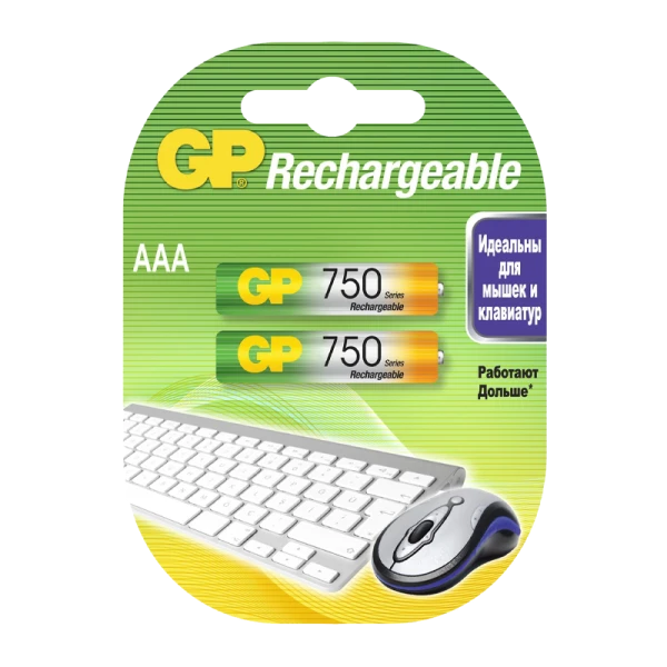 Аккумулятор бытовой GP HR03 AAA BL2 NI-MH 750mAh в пластиковой упаковке (2/20/200)