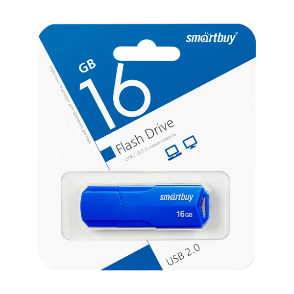 Флеш-накопитель Smartbuy Clue 16GB USB2.0 пластик синий