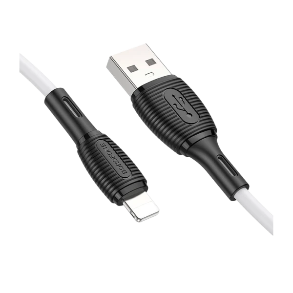 Кабель Borofone BX86 USB (m)-Lightning (m) 1.0м 2.4A силикон белый (1/360)