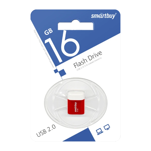 Флеш-накопитель Smartbuy Lara 16GB USB2.0 пластик красный