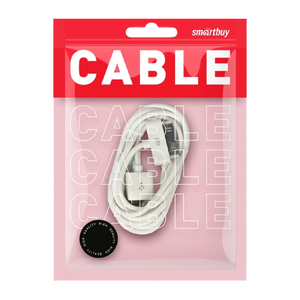 Кабель Smartbuy iK-412n USB (m)-Apple 30pin (m) 1.0м 1.0A ПВХ белый (1/500)