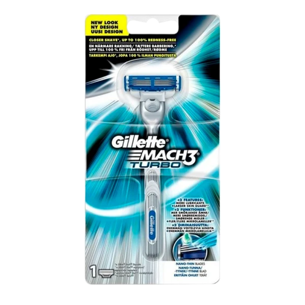 Бритва Gillette MACH3 TURBO 3 лезвия 1 кассета ENG (1/6)