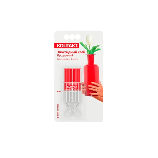 *Клей Контакт эпоксидный 6мл двухкомпонентный BL1 прозрачный (1/24/288) 