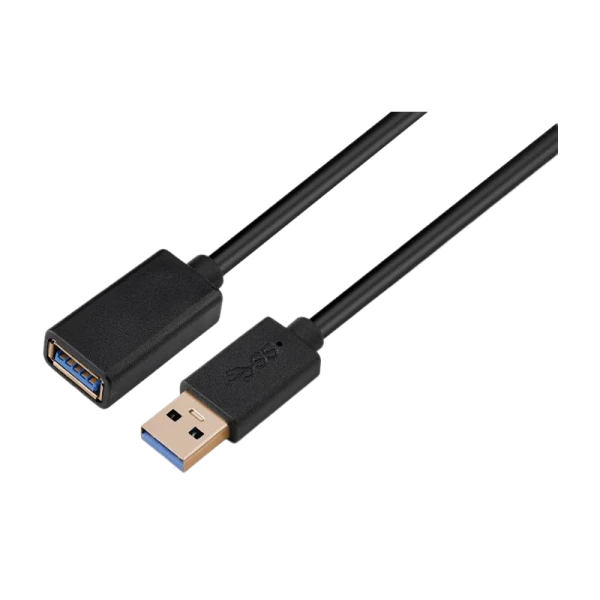 Кабель GoPower удлинитель USB3.0 (m)-USB (f) 0.5м ПВХ черный Premium Zip-Lock c подвесом (1/250)