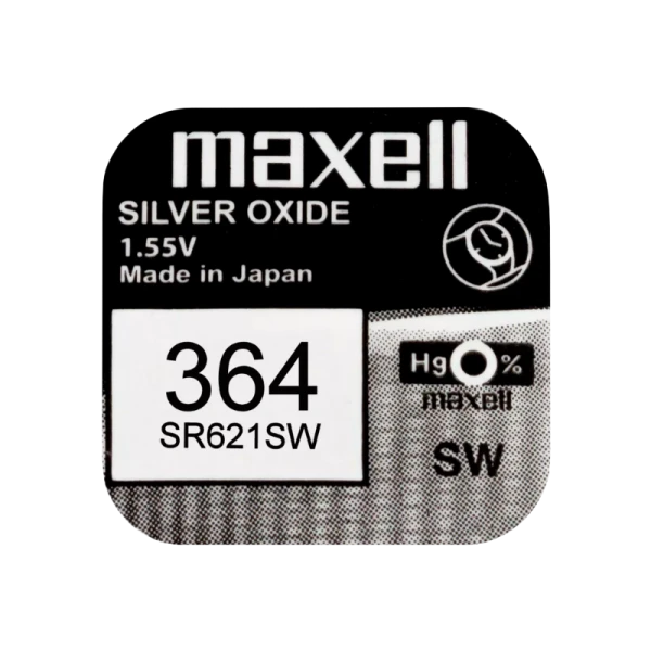 Батарейка Maxell 363/364 (SR621SW) BL1 Silver Oxide 1.55V 0%Hg (1/10/100)