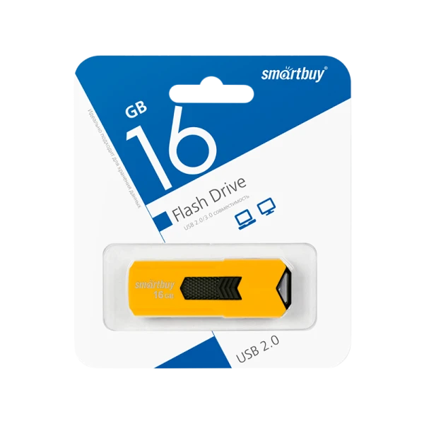 Флеш-накопитель Smartbuy Stream 16GB USB2.0 пластик желтый