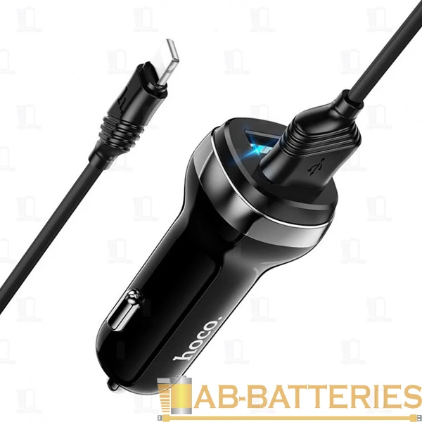 Автомобильное З/У HOCO Z40 2USB 2.4A с кабелем Lightning черный (1/12/120)