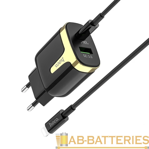 Сетевое З/У HOCO C79A 1USB/Type-C 3.0A 18W QC3.0 черный (1/21/126)