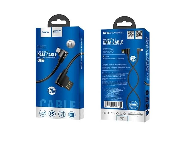Кабель HOCO U37 USB (m)-Type-C (m) 1.2м 2.4A TPE черный (1/648)