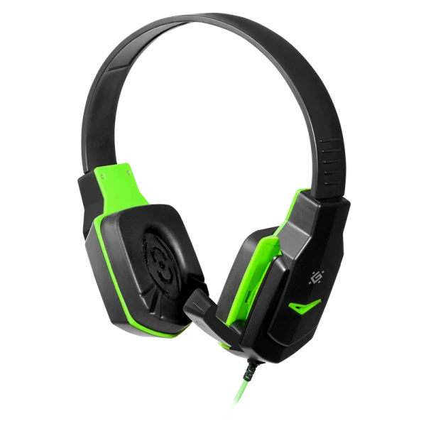 Наушники полноразмерные Defender G-320 Warhead с микр. игровые черный зеленый (1/20)