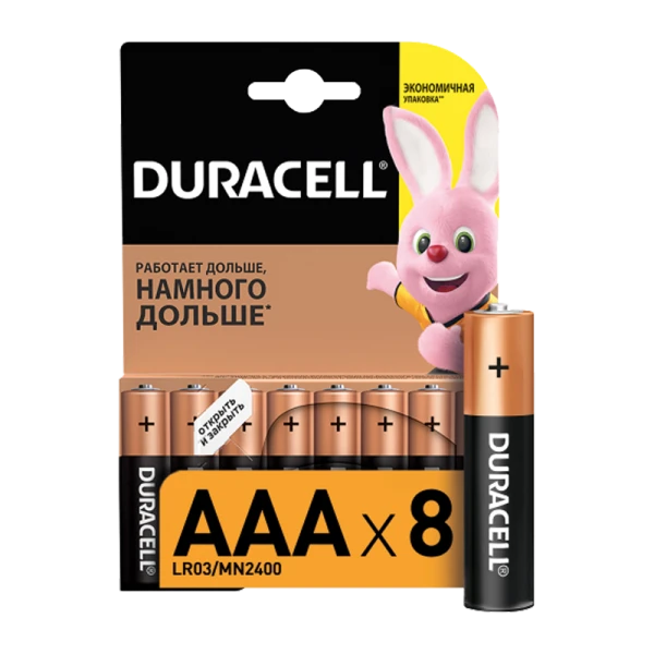 Батарейка Duracell Basic LR03 AAA BL8 Alkaline 1.5V (8/80/60480)