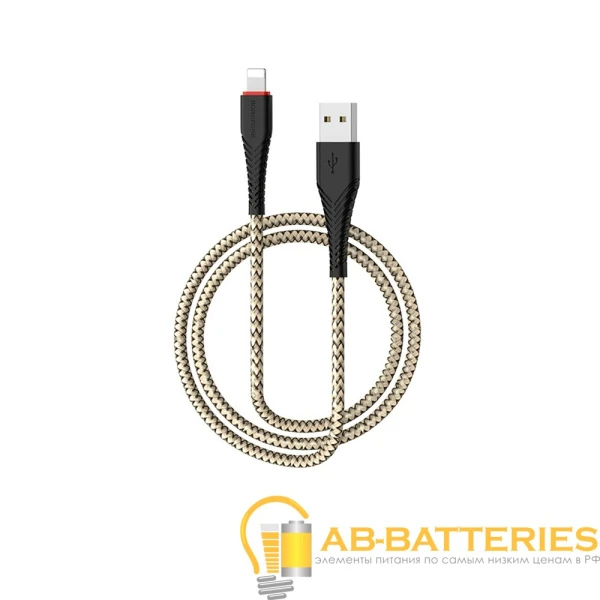 Кабель Borofone BX25 USB (m)-Lightning (m) 1.0м 2.4A нейлон черный (1/360)