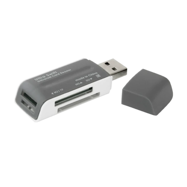 Картридер Defender Ultra Swift USB2.0 SD/microSD/MS/M2 Combo серый (1/100)