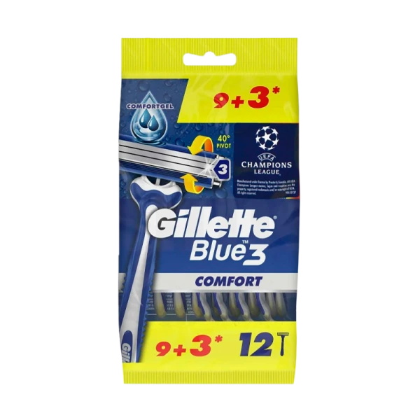 Бритва Gillette BLUE3 COMFORT Slalom 3 лезвия прорезиненная ручка 9+3шт (1/6)
