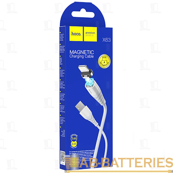 Кабель HOCO X63 USB (m)-microUSB (m) 1.0м 2.4A нейлон магнит белый (1/31/310)