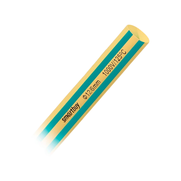 Термоусаживаемая трубка Smartbuy 12/6, желтый-зеленый, 1 метр (SBE-HST-12-yg)