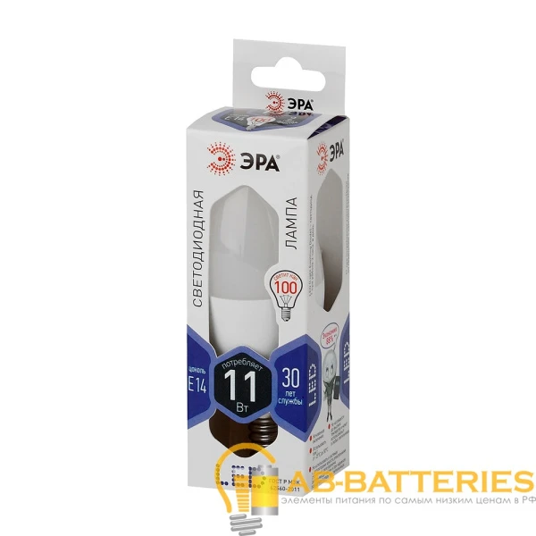 Лампа светодиодная ЭРА B35 E14 11W 6000К 170-265V свеча