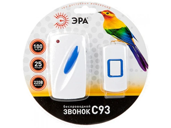 Беспроводной звонок ЭРА C93A белый (1/10/60)