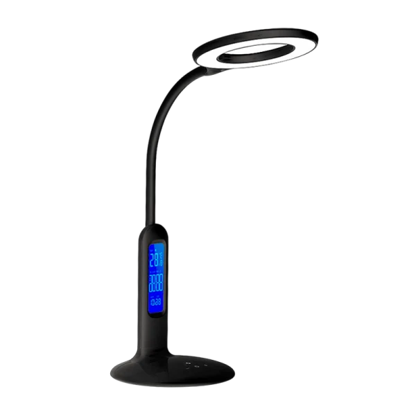 Светильник настольный Camelion KD-823 8W 230V 1LED на основании сенс. термометр черный