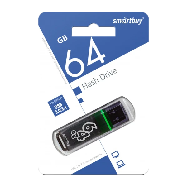 Флеш-накопитель Smartbuy Glossy 64GB USB3.0 пластик серый