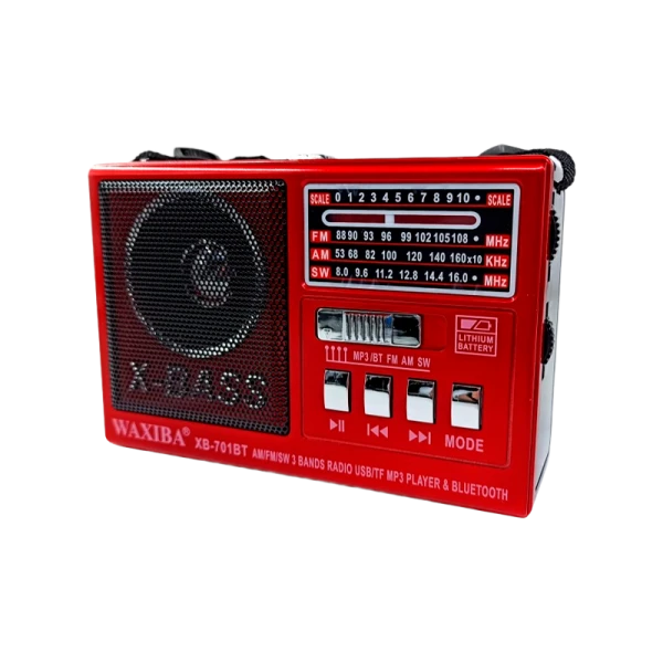 Радиоприемник Waxiba XB-701ВТ пластик microSD USB/Jack3.5 красный (1/40)