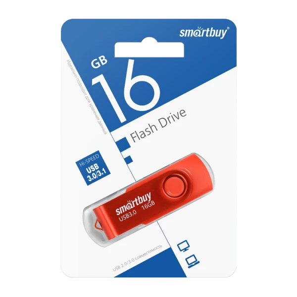 Флеш-накопитель Smartbuy Twist 16GB USB3.0 пластик красный