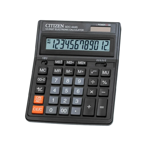 Калькулятор полноразмерный Citizen SDC-444S 12-разрядный для бухгалтеров черный