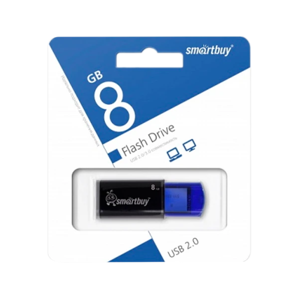 Флеш-накопитель Smartbuy Click 8GB USB2.0 пластик синий