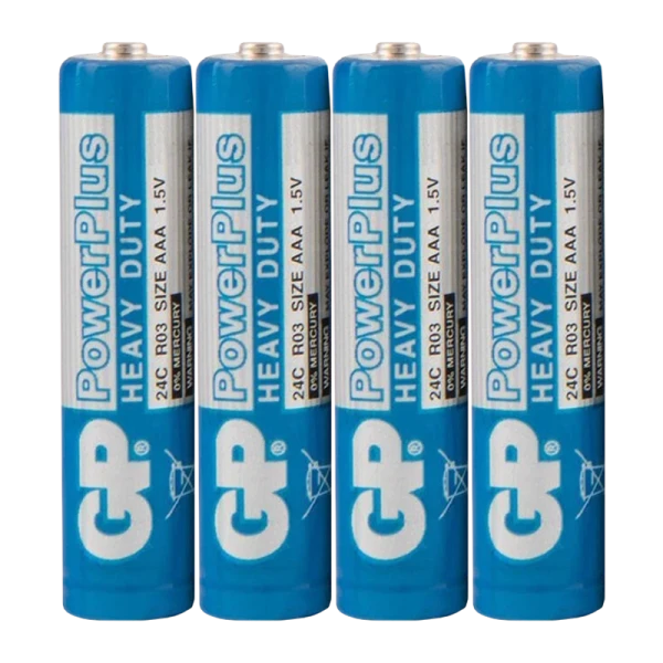 Батарейка GP PowerPlus R03 AAA Shrink 4 Heavy Duty 1.5V (4/40/200/1000)
