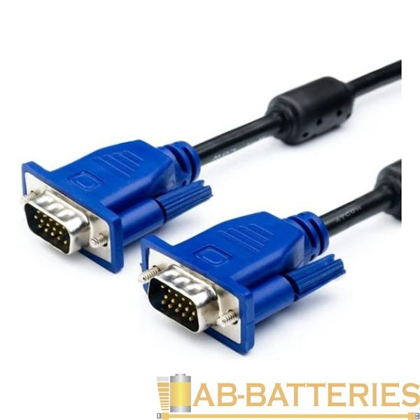 Кабель Atcom AT9151 VGA (m)-VGA (m) 10.0м силикон стаб.напр. черный синий в пакете (1/25)