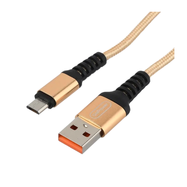Кабель GoPower GP02M USB (m)-microUSB (m) 1.0м 2.4A нейлон золотой (1/200/800)