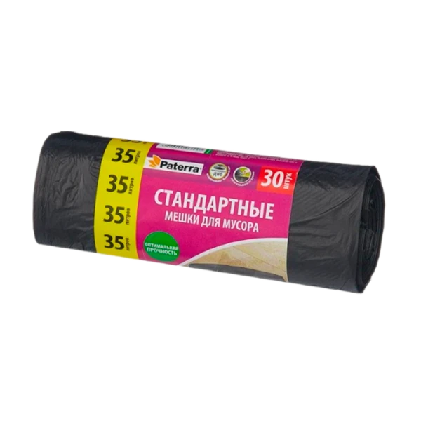 Мешки для мусора 35 л, PATERRA, 8 мкм, 30 шт. в рулоне (1/40)