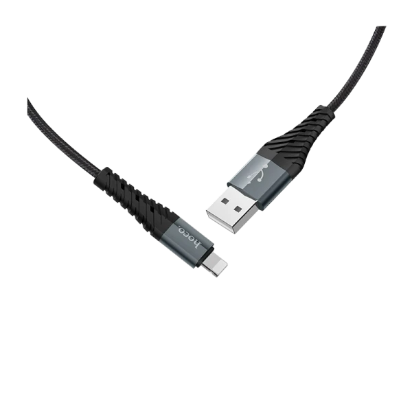 Кабель HOCO X38 USB (m)-Lightning (m) 1.0м 2.4A нейлон черный (1/30/300)