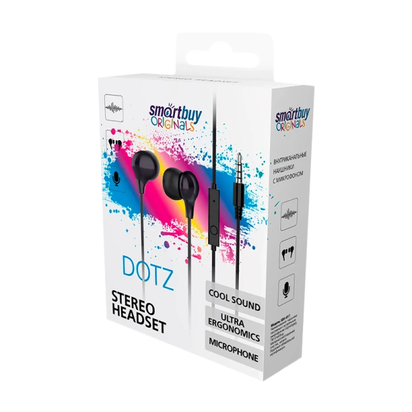Наушники внутриканальные Smartbuy DOTZ с микр. черный (1/50)