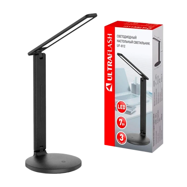 Светильник настольный Ultraflash UF-812 7W 230V на основании 3 ур.ярк. черный