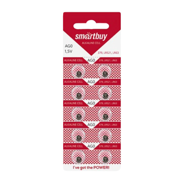 Батарейка Smartbuy G0/LR521/LR63/LR50/379A/179 BL10 Alkaline 1.5V (10/200/2000)