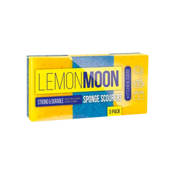Губка Lemon Moon для посуды 96х64х35 поролон 3 шт (1/28)