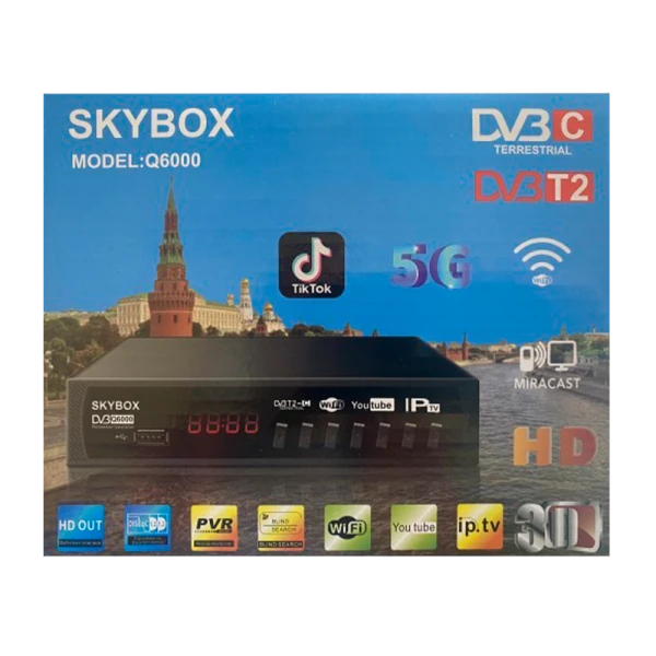 Приставка для цифрового ТВ Skybox Q6000 DVB-T/T2 металл черный (1/60)