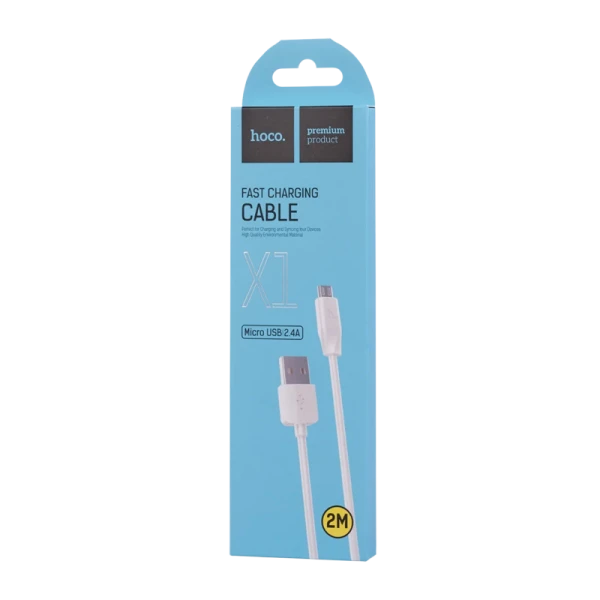 Кабель HOCO X1 USB (m)-microUSB (m) 2.0м 2.4A ПВХ белый (1/30/300)