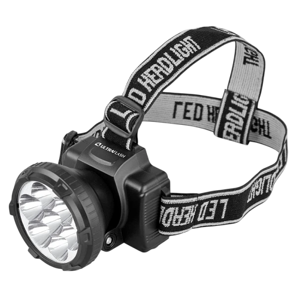Фонарь налобный Ultraflash LED5362 0.9W 7LED от батареек 2 режима черный (1/5/100)