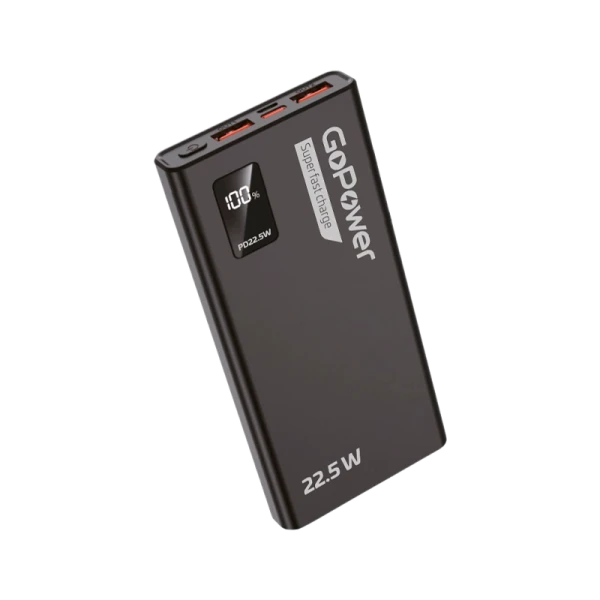 Внешний аккумулятор GoPower PB03-20 20000mAh 3.0A 22.5W 2USB/Type-C черный (1/50)