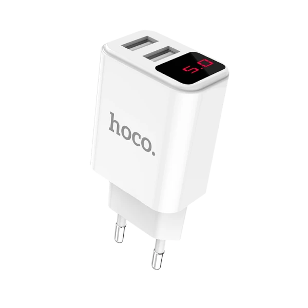 Сетевое З/У HOCO C63A 2USB 2.1A умная зарядка (IC) белый (1/21/126)