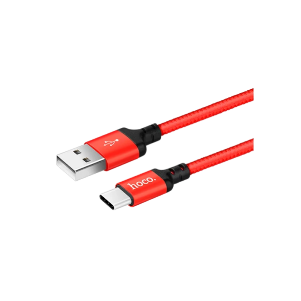 Кабель HOCO X14 USB (m)-Type-C (m) 1.0м 2.0A нейлон красный черный (1/33/330)