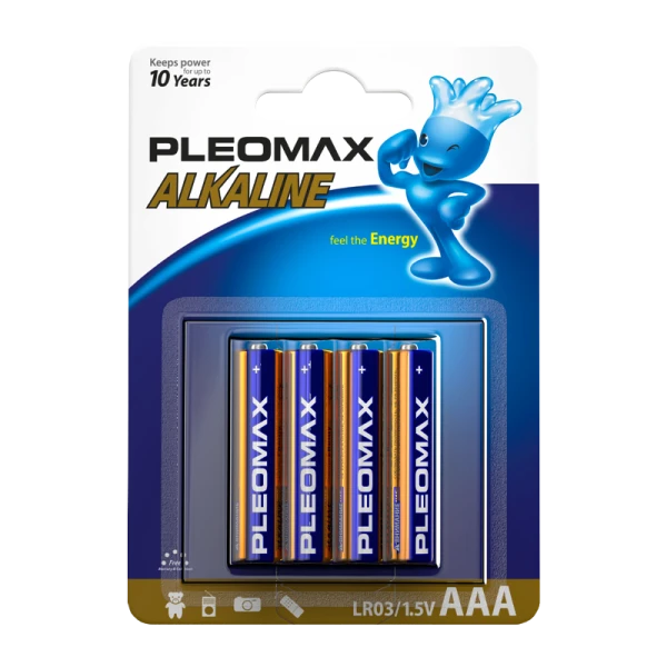 Батарейка Pleomax LR03 AAA BL4 Alkaline 1.5V (4/40/400/32000)