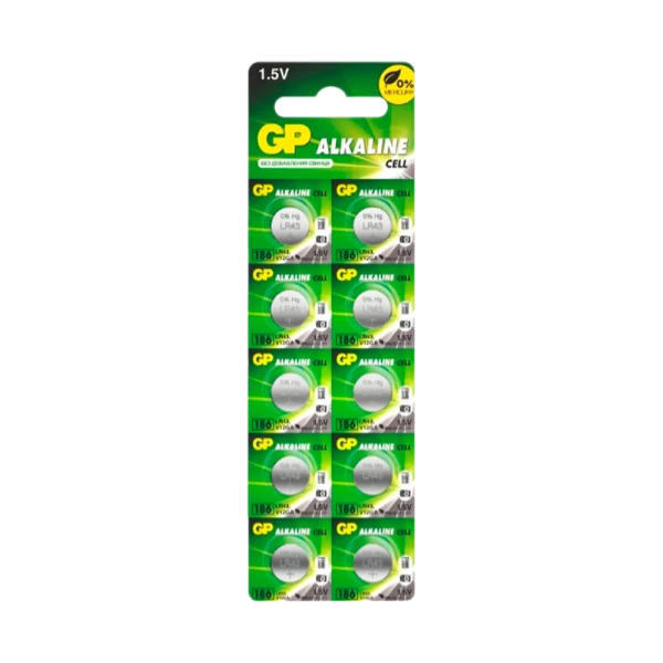 Батарейка GP G12/LR1142/LR43/386A/186 BL10 Alkaline 1.5V отрывные (10/250/5000)