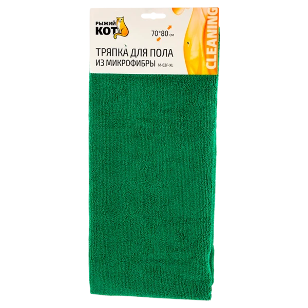 Тряпка для пола Рыжий кот M-02F-XL 70х80см микрофибра зеленый (1/5/50)