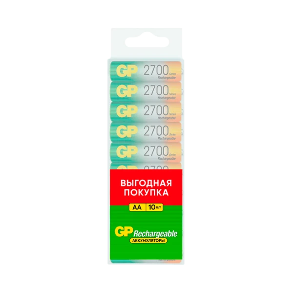 Аккумулятор бытовой GP HR6 AA BL10 NI-MH 2700mAh в пластиковой упаковке (10/200)