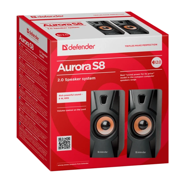 Колонки 2.0 Defender Aurora S8 8W Jack 3.5mm черный (1/20)