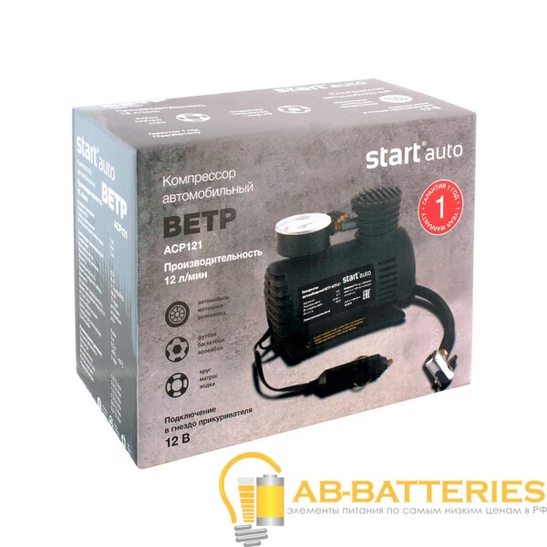 Автомобильный компрессор Старт ACP121 ВЕТР 12л/мин черный